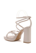 Beige Strappy Sandaletten met Blokhak