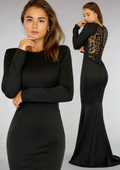 Classy Zwarte Longsleeve Galajurk met Pailletten Rug