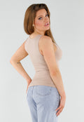 Naadloze Shaping Top in Beige met Hoge Halslijn