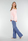 Roze One Shoulder Trui met Wijde Mouwen in Zachte Stof