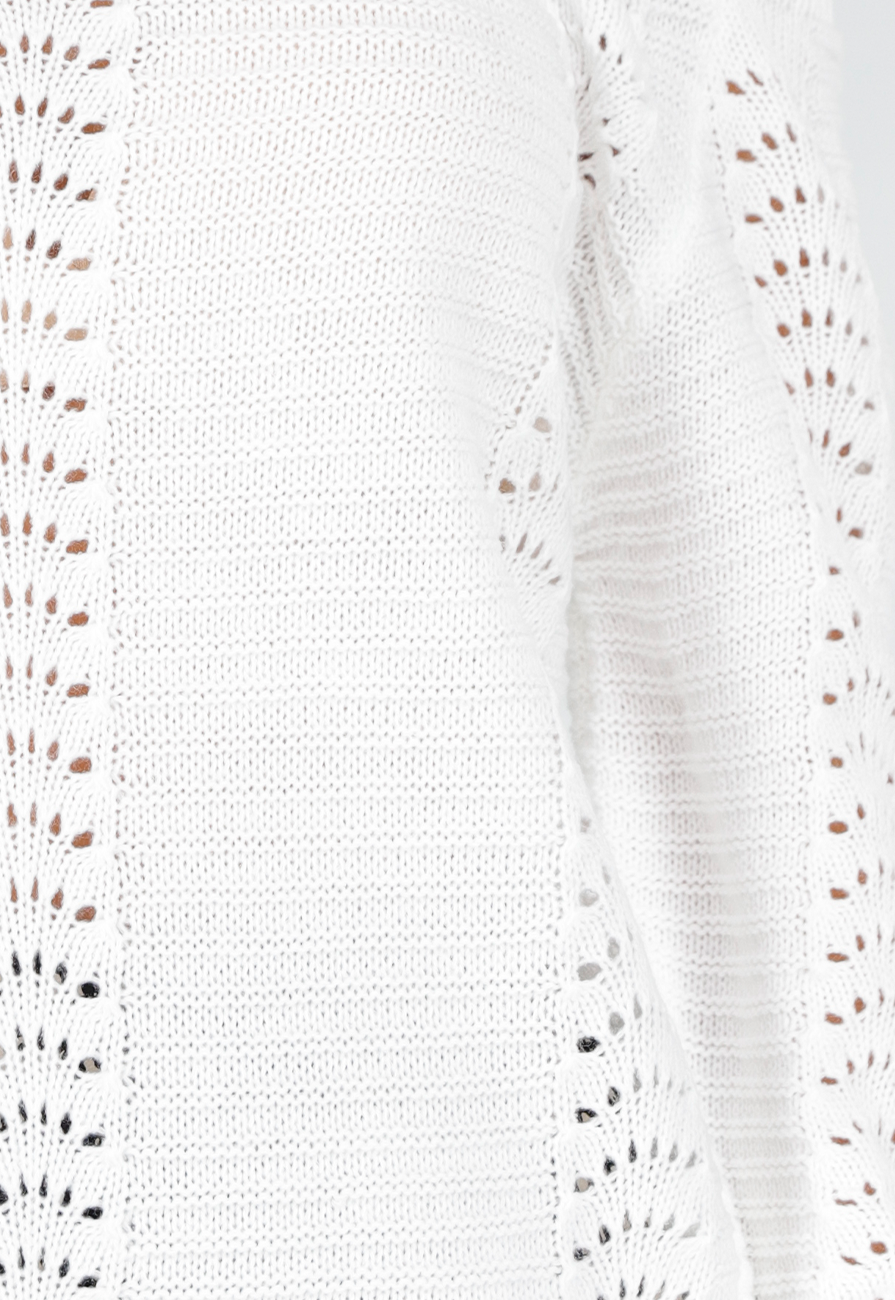 Witte Gebreide Trui met Cut Out en Off Shoulder