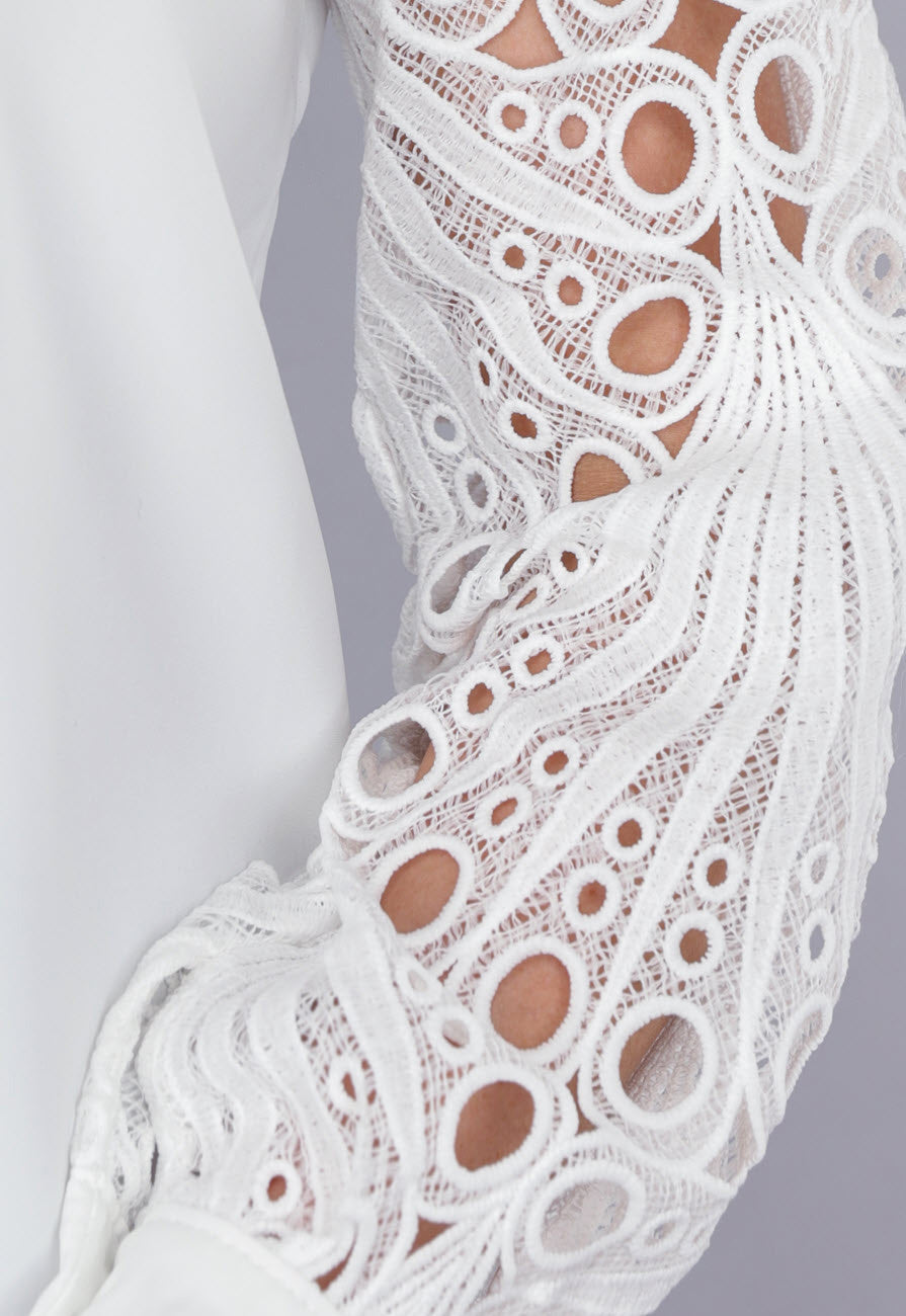 Blouse met Gehaakte Mouwen in Wit