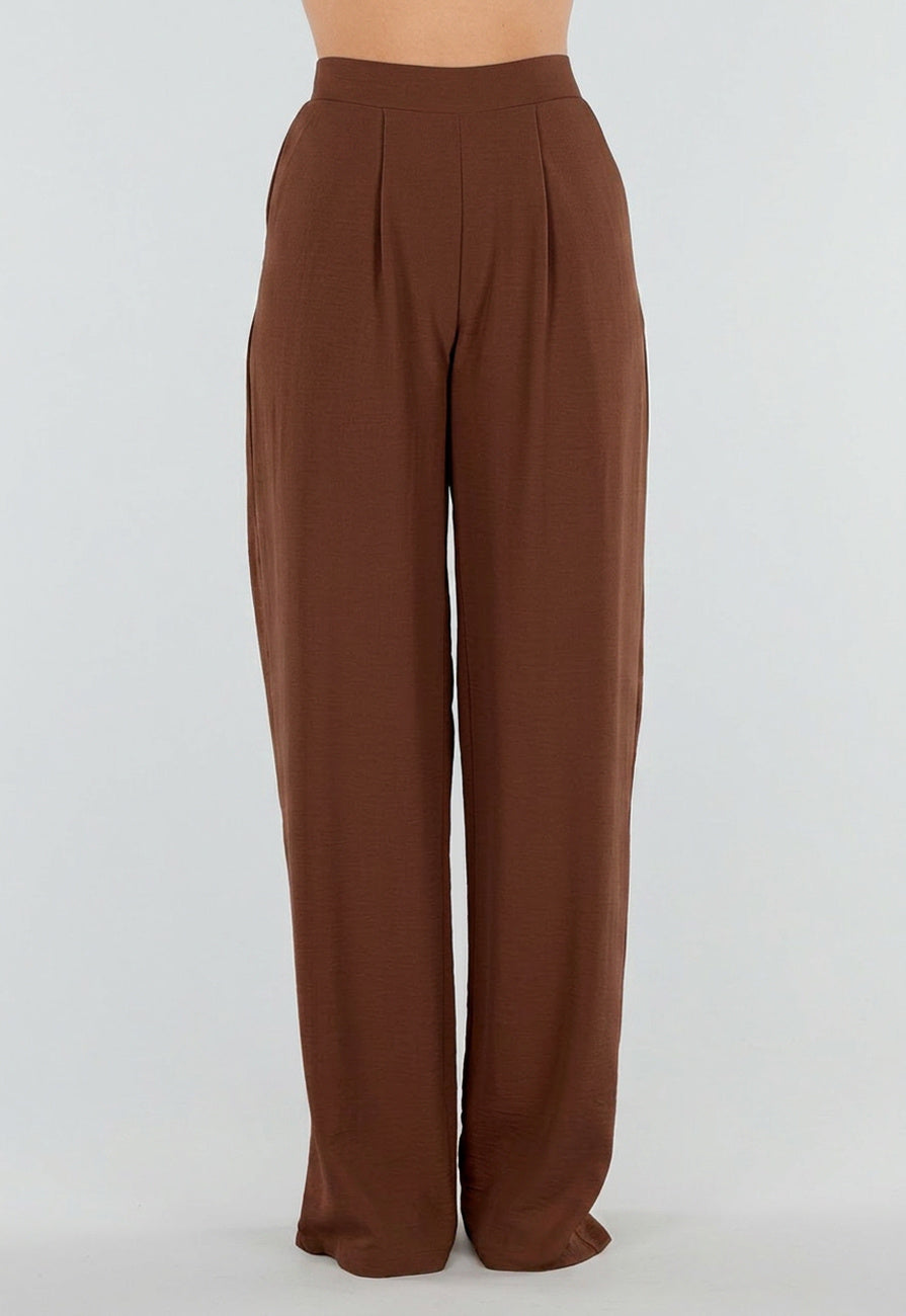 Tall Linnenlook Bruine Pantalon met Stretchband