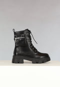 Zwarte Lederlook Biker Boots met Tasje