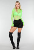 Neon Groene Mesh Fishnet Body met Stretch