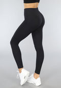 Zwarte Ribstof Sport Broek met Scrunch