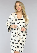 Korte Set met Slipdress en Kamerjas met Strikken van Velours de Panne