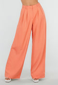 Coral Wide Leg Broek met Plooien