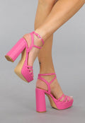 Fuchsia Sandaletten met Straps