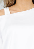Witte One Shoulder Top met Ingewerkte Top en Stretch