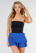 Zwarte Bandeau Top met Stretch en Rechte Halslijn