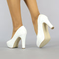 Witte Lak Pumps met Plateau