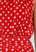 Rode Polkadot Playsuit met Halterhals en Volant