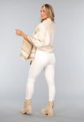 Beige Omslag Sjaal met Print