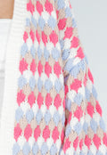 Gebreid Vest met Roze en Blauwe Ruitprint