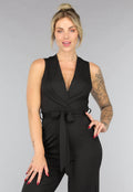 Zwarte Stretchy Jumpsuit met Ceintuur