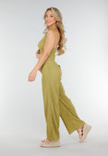 Groene Haltertop en Wijde Broek Set met Stretch