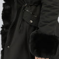 Zwarte Bont Winterjas met Capuchon