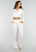 Wit Tweedelig Setje met Geborduurde Blouse en Broek