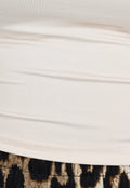 One Shoulder Stretch Crop Top in Beige