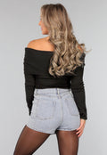 Geplooide Top met Blote Schouders