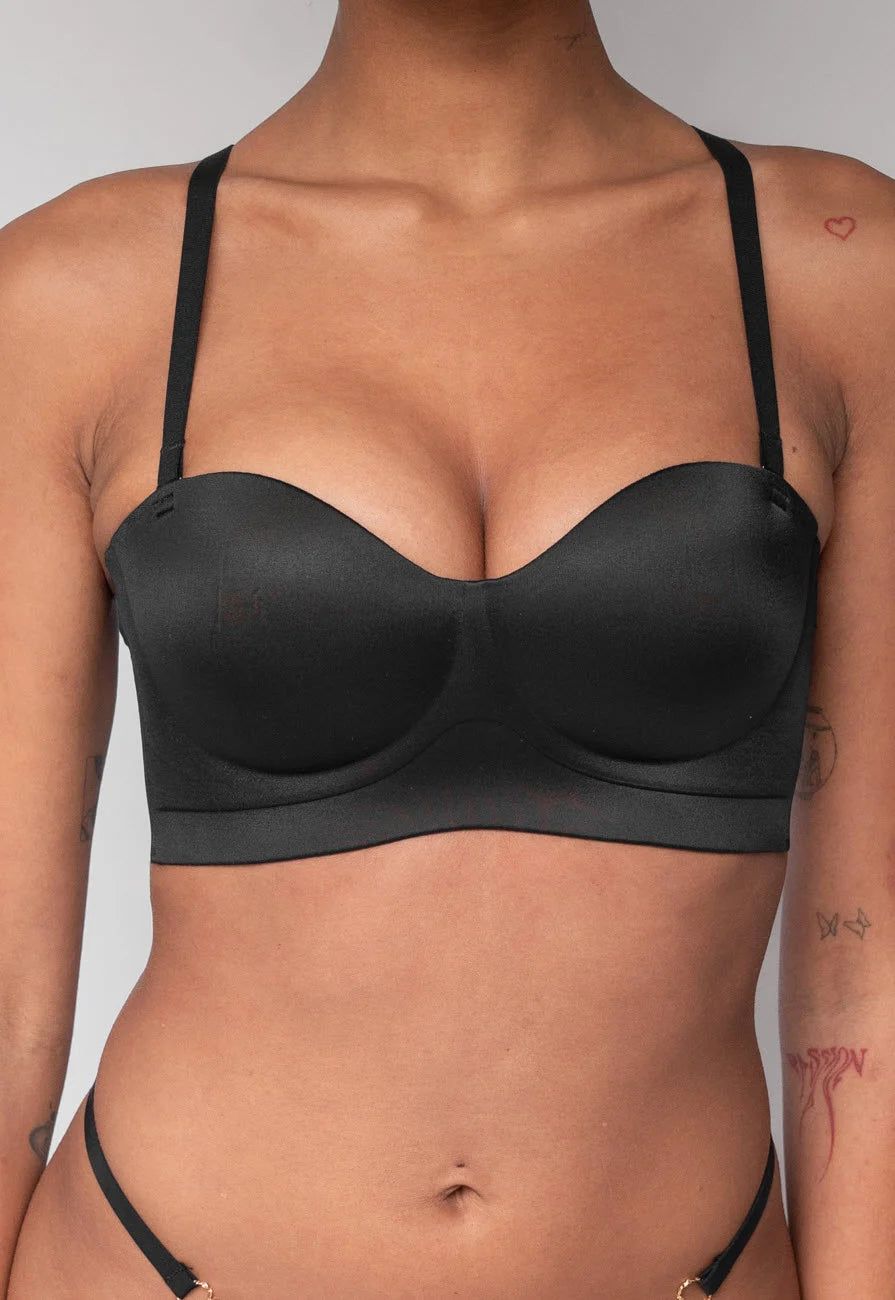 Zwarte Naadloze Push Up Bh met Afneembare bandjes