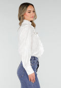 Witte Blouse met Ruches en Lange Mouwen