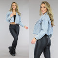 Cropped Jeans Jasje met Druksluiting