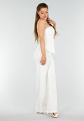 Cream Strapless Getailleerde Gilettop met Knopen