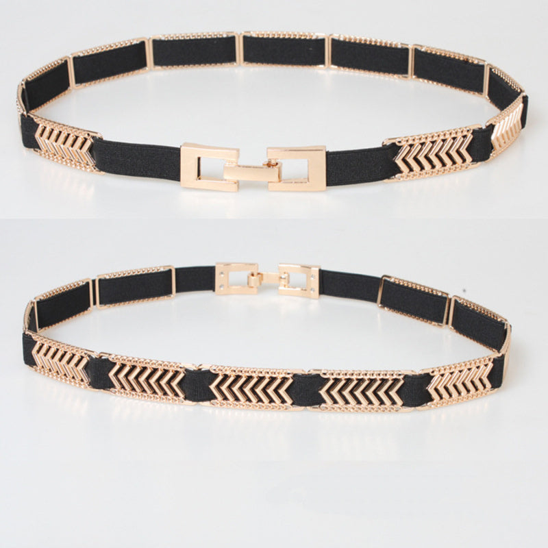 Stretch Riem met Gouden Zigzag Details