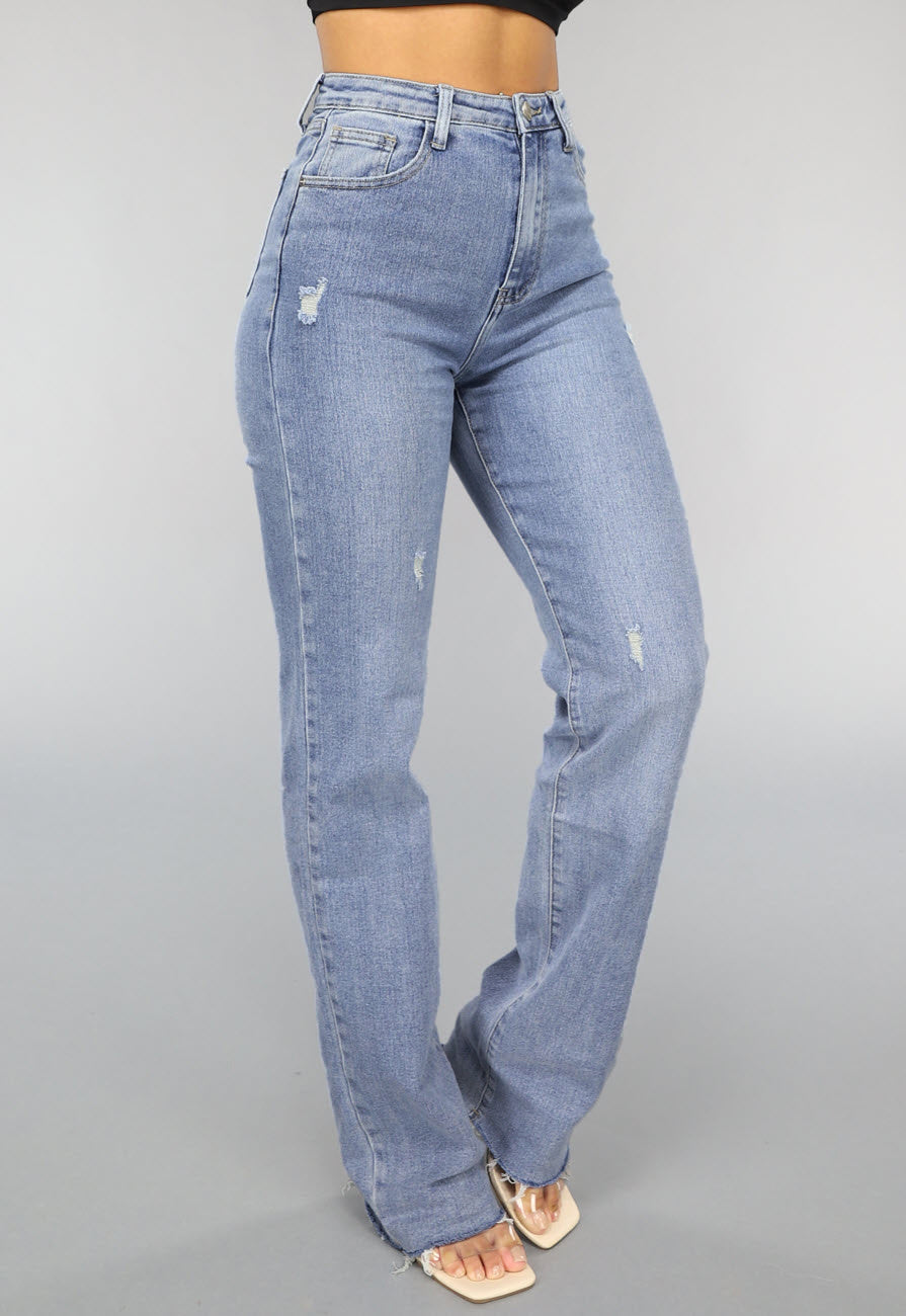 Redial Jeans  Tall Lichtblauwe High Waist Stretch Jeans met Rechte Pijpen