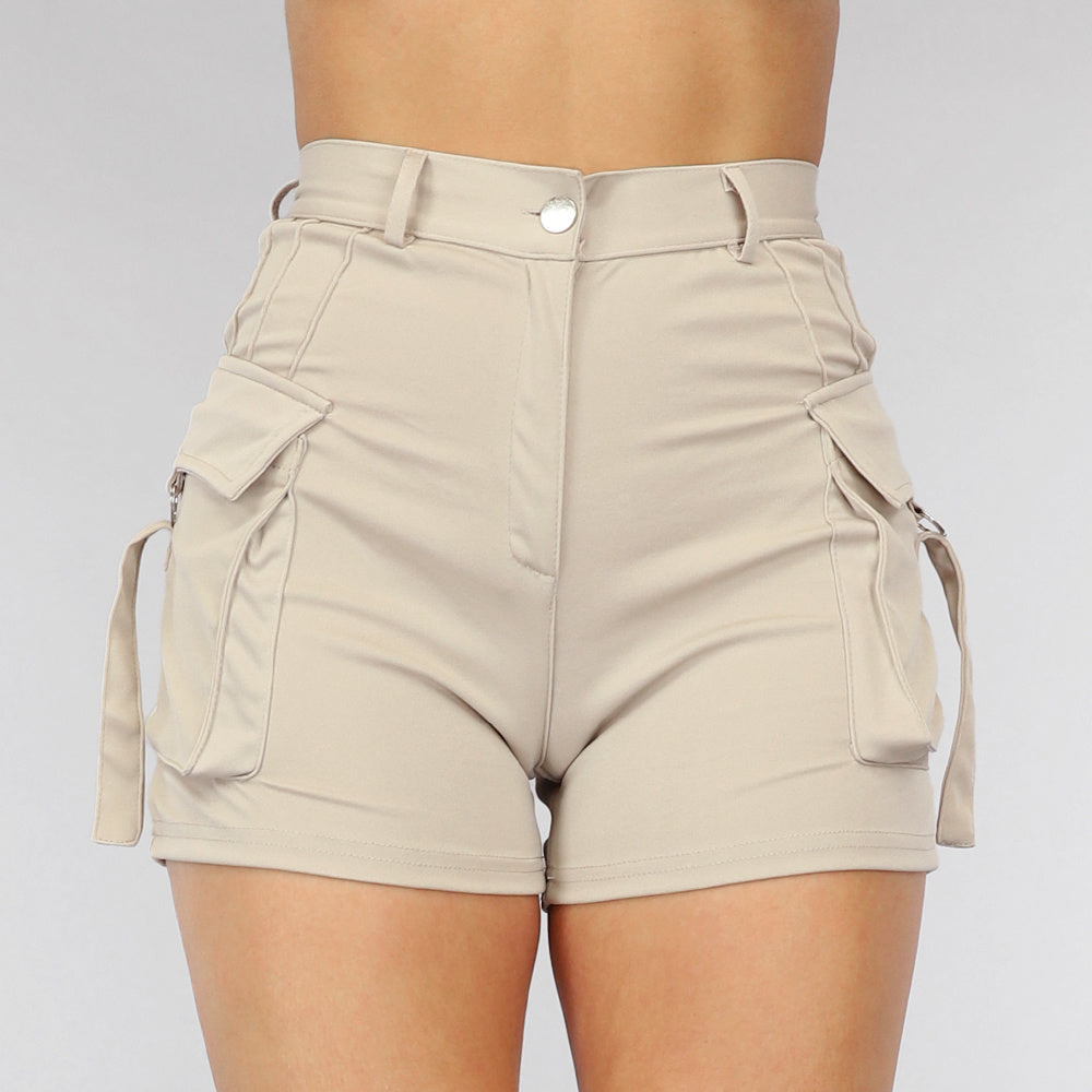 Elastische Cargo Short met Zilveren Details