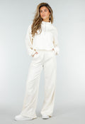 Crème Sweater met Halve Rits en Elastische Boorden