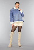 Redial Jeans  Lichtblauw Denim Teddy Biker Jasje
