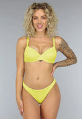 Cheeky Bikini Broekje in Felgeel Met Structuurstof