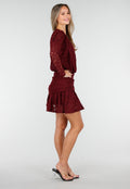 Bordeaux Kant Jurk met Lange Mouwen en Stretch
