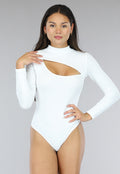 Witte Rib Bodysuit met Uitsnede