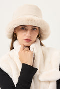 Suèdelook Bucket Hat met Bont Randje