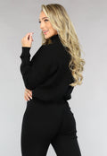 Zwarte Gebreide Two Piece met Col