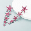 Roze Lange Sterren Oorhangers
