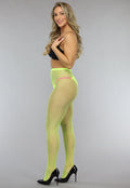 Neon Gele Panty met Klein Fishnet Patroon