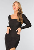 Zwarte Asymmetrische Glitter Jurk