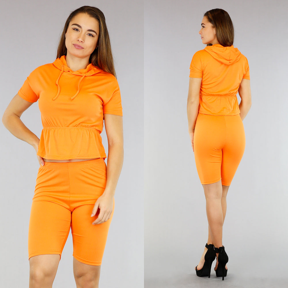 Oranje Two Piece met Biker Short