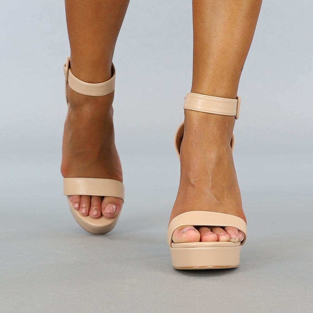Nude Sandaletten met Plateau