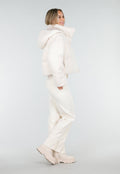Witte Teddy Pufferjas met Capuchon en Hoge Kraag