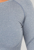 Blauwe Korte Sporttop met Lange Mouwen