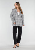 Grijze Geruite Blazer met Lange Mouwen en Knopen