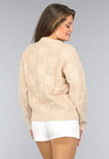 Beige Geblokte Trui