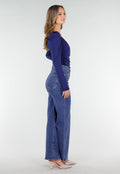Navy Overslag Top van Stretchstof