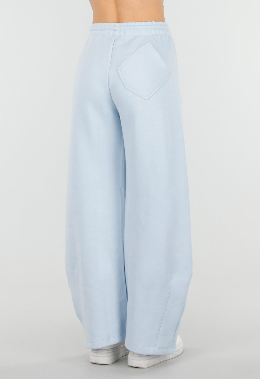 Lichtblauwe Barrel Fleece Joggingbroek met Trekkoord en Stretch